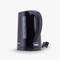 Black electric kettle with cable, shows max. 1.5 L and min. 0.5 L fill level.