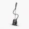 Black vacuum cleaner with a flexible hose and red detail; suitable for carpet and hard floor cleaning.