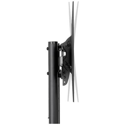 Side view of a slim, black TV bracket with an adjustable joint. The bracket is suitable for wall mounting.