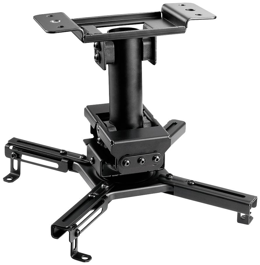Projector or Beamer Mount in Black, Manufactured from Metal. Suitable for Ceiling Mounting, Versatilely Adjustable.