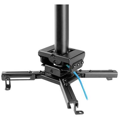 'Projector ceiling mount with adjustable arms and cable management function. Black, mounted on a metal rod.'