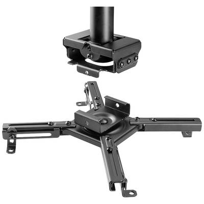 Black metal projector mount with adjustable arms and mounting plate, suitable for ceiling or wall installation.