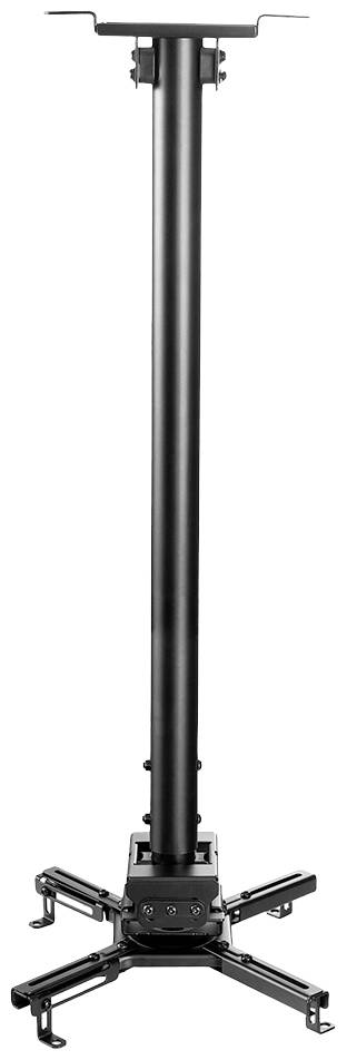 Projector Ceiling Mount, black metal construction, long adjustable arm, suitable for various projector sizes.