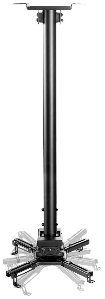 Ceiling mount for projectors, featuring a long black rod with multiple adjustable arms, designed for flexible installation.
