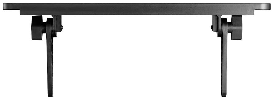 Black, sturdy metal wall shelf with two brackets, perfect for a minimalist interior. Ideal for books or decorative items.