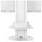 White mounting bracket to secure vertical displays. Suitable for offices or workspaces. Stability and height adjustment.