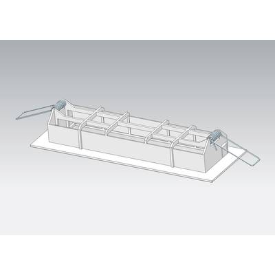 A 3D representation of a formwork with metal reinforcements at both ends. Used for concrete shaping in construction projects.