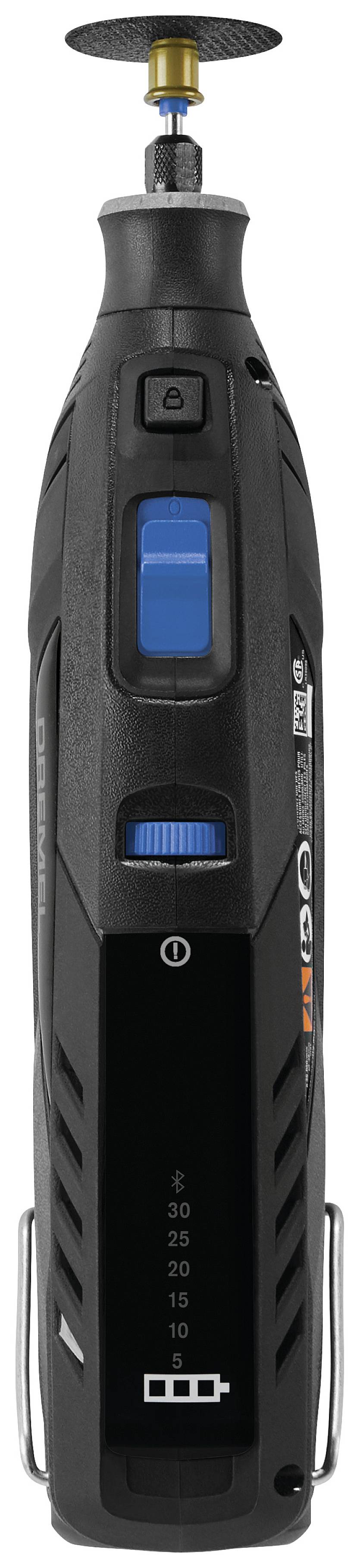 'Electric multi-function tool with speed adjustment and interchangeable grinding attachment, ideal for precision work.'