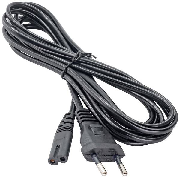 Akyga Current Cable [1x Small appliances socket (C7) - 1x Europlug] 3.00 m Black