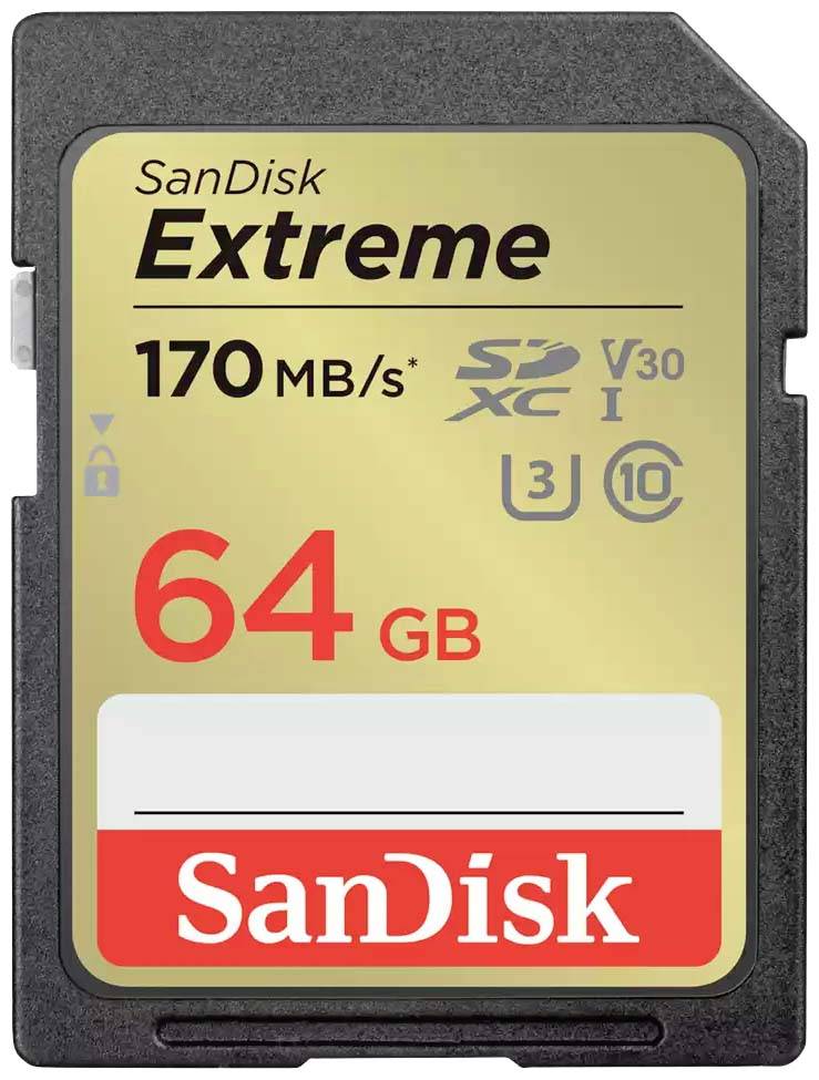 Image of SanDisk Extreme SDXC card 64 GB Class 10 UHS-I shockproof, Waterproof