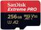 SanDisk Extreme PRO microSD card, 256 GB, U3, A2, V30, red-black.