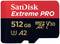 'SanDisk Extreme PRO' memory card with 512 GB. Suitable for fast data transfer and high-performance applications.