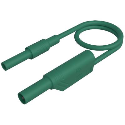 Electrical cable with two connectors, one at the end, the other in a loop. Both are green.