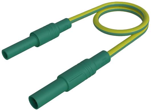 Green and yellow electrical cable with two connectors, typically used for earthing purposes.