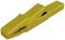 A yellow plastic crocodile clip used for safely and securely gripping electrical contacts in various applications.