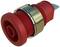 Red industrial switch with metal ring, suitable for machine controls and safety applications.