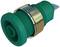 Green and gold switch button with threaded screw, suitable for mechanical devices and electronic applications.