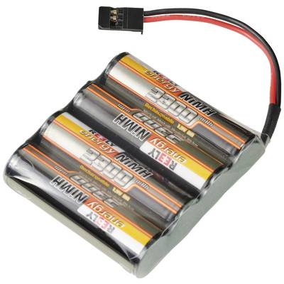 'A battery pack with four AA batteries connected in parallel, and an attached cable with a plug for power supply.'