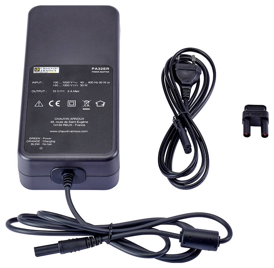 Power supply with cable and European plug, marked technical specifications on the front: Input 100-240V, Output 48V, 2A.