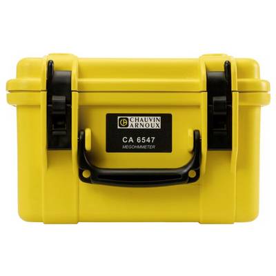 Yellow transport case with black handle, marked 'Chauvin Arnoux CA 6547 Megohmmeter'.