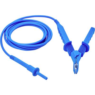 Blue test lead with crocodile clip and plug, suitable for electrical measuring devices to conduct voltage tests.