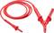 Red test and clamp cable, suitable for electrical measurements, with a test probe and a crocodile clip at the ends.