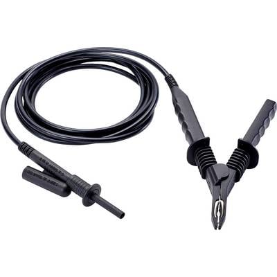 Black test leads with crocodile clips and test probes, suitable for electrical tests and measurements in technical applications.