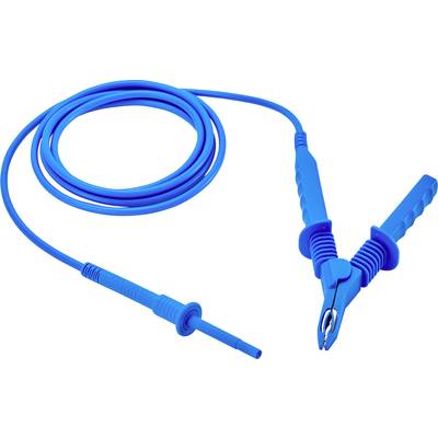 Blue test lead with an alligator clip and probe tip, commonly used for electrical tests or measurements.