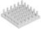 A square plate with symmetrically arranged, upright cylinders.