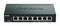 A black Ethernet switch with eight ports and green LED indicators on the front, from the brand D-Link.