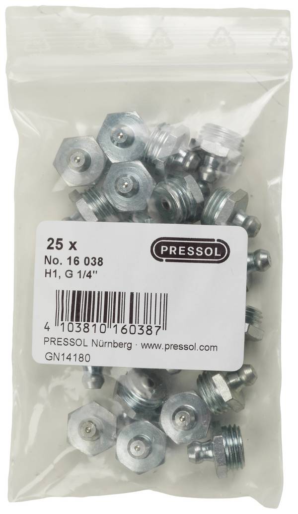 Pressol Tapered lubricating nipple H1-straight, G 1/4''-VZ 25 pc(s)