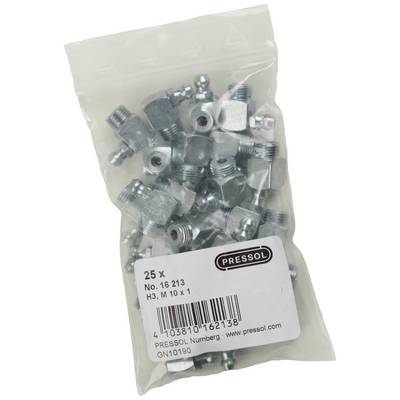 A bag containing 25 metal screws, labelled 'No. 16 213, H3, M 10 x 1'. Manufacturer: Pressol.