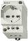Illustrated is a modular socket for mounting on a DIN rail, suitable for industrial applications.
