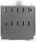 Industrial wall mount made of stainless steel with a black front panel and vertical slots, suitable for storing and securely fastening tools or devices.