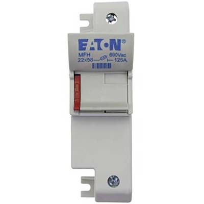 'EATON fuse holder, Model MFH, for 690V and 125A, suitable for 22x58 fuses, with red operating lever.'
