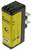 'Bussmann TCF80' DC Fuse, yellow-black, 600V, 80A. Features test button and CE certification. Carrier with two metal pins.