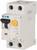 An Eaton circuit breaker. It is rated at 25 amperes and features a yellow test button and a black switch.