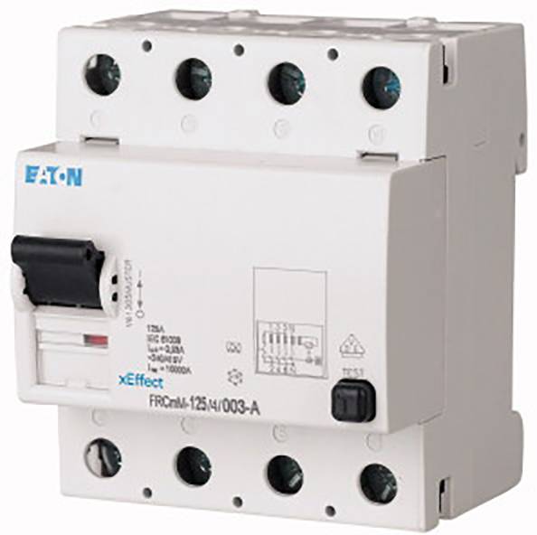 An Eaton automatic switch for electrical protection functions. Model number: FRDmM-125/4/003-A.