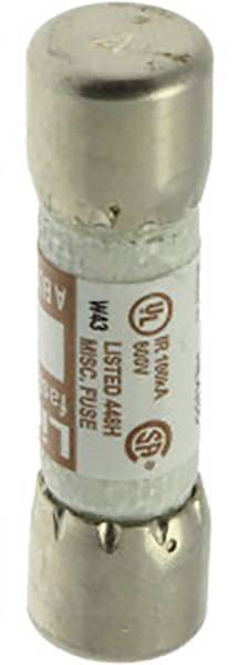 A cylindrical electrical fuse with metal end caps, labelled as '600V' and '60A'.