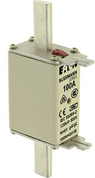 Eaton 100A safety fuse, vertically positioned. Predominantly silver with metallic terminals at the top and bottom.