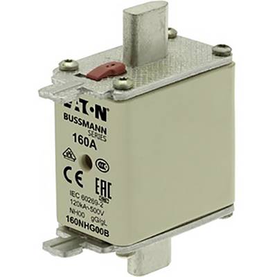 Eaton Bussmann Series fuse, Rated Current 160A, IEC 60269-2, 120kA, 500V, NH00 gG/gL Type.