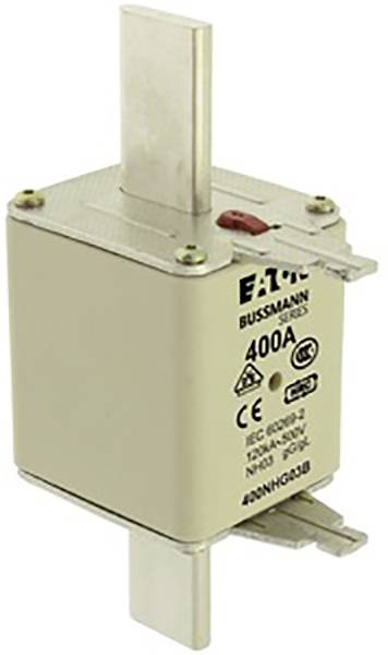 'High-performance Eaton capacitor fuse, 400A, certified to CE and IEC 60269-1 standards. Suitable for industrial applications.'