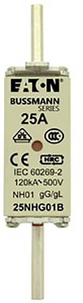 Eaton Bussmann Series fuse, 25A, 500V, with CE and CCC certification.