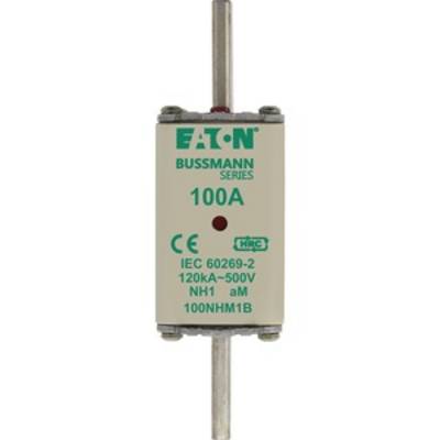 A current-limiting NH fuse insert from Eaton Bussmann Series, 100A, suitable for 500V and short-circuit current up to 120kA.