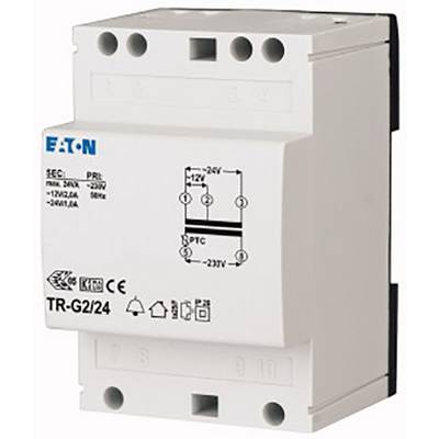 A white electric relay device with multiple terminals, bearing the inscription 'TR-G2/24'. Manufacturer's logo visible in the top left corner.