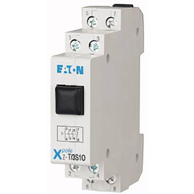 A white circuit breaker with a black switch and blue inscription 'Eaton Xpole Z-TКS10', suitable for electrical protection circuits.