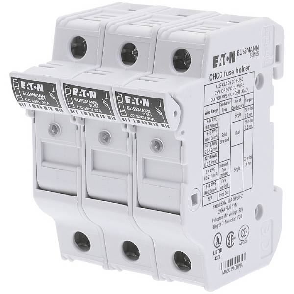 Eaton CHCC3DIU Fuse holder 3-phase Suitable for Micro fuse 10.3 x 38 mm 3-pin 30 A 600 V 4 pc(s)