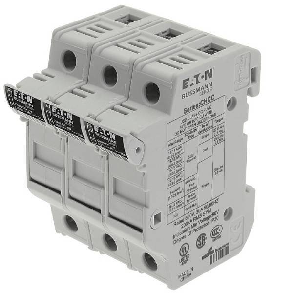 Eaton CHCC3DU Fuse holder 3-phase Suitable for Micro fuse 10.3 x 38 mm 3-pin 30 A 600 V 4 pc(s)