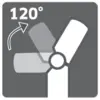 A symbol shows three overlapping fan blades with the inscription '120°', indicating the angle of rotation.