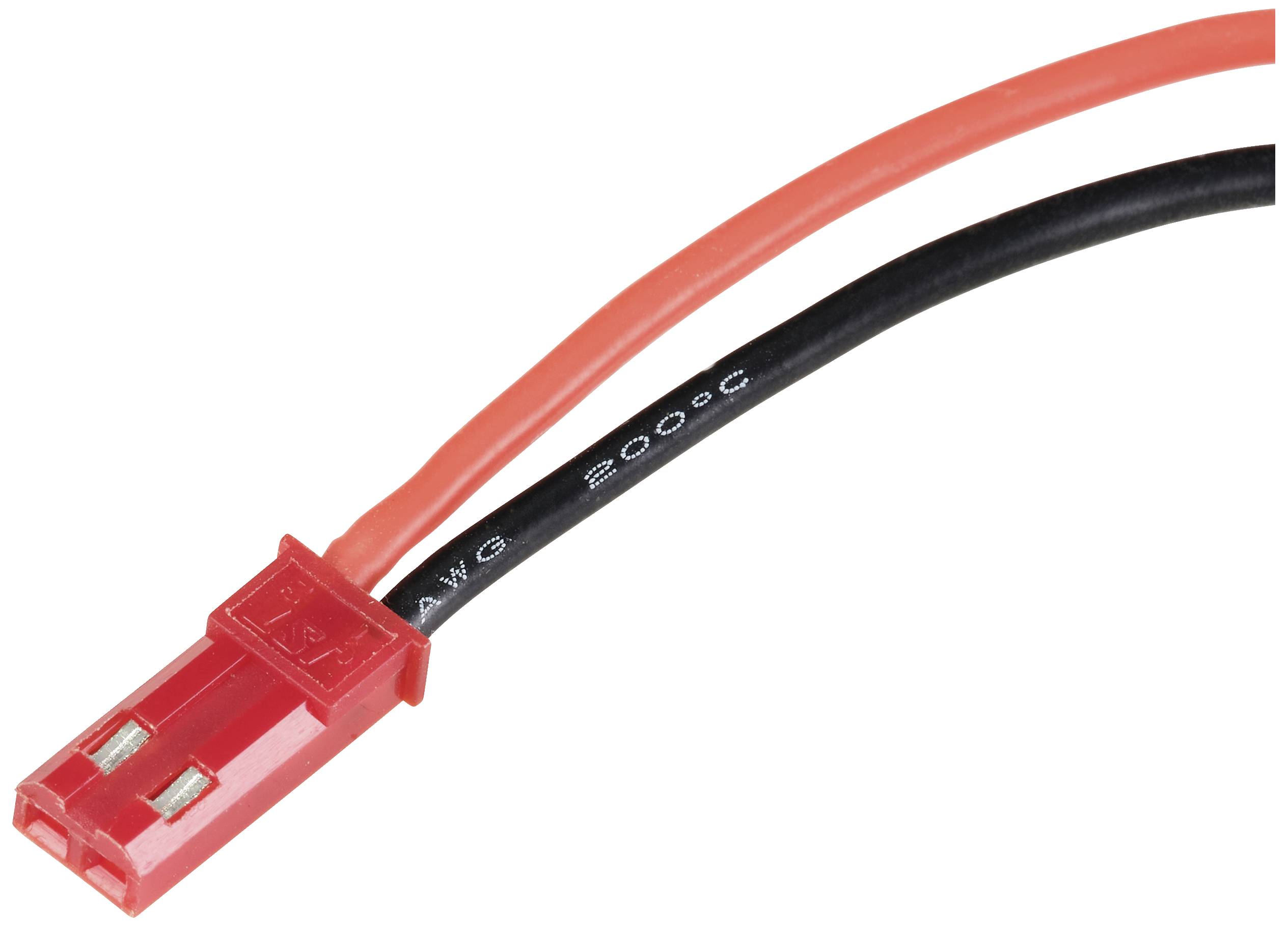 Red and black electrical cable strand with connector, labelled 'AWG 200°C', shows connections in electronic devices.